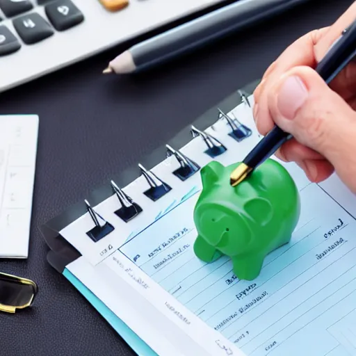 A woman writing  a daily budget