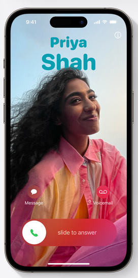 Close-up of an Apple ios17, running facetime on IOS 17 and powerful camera system