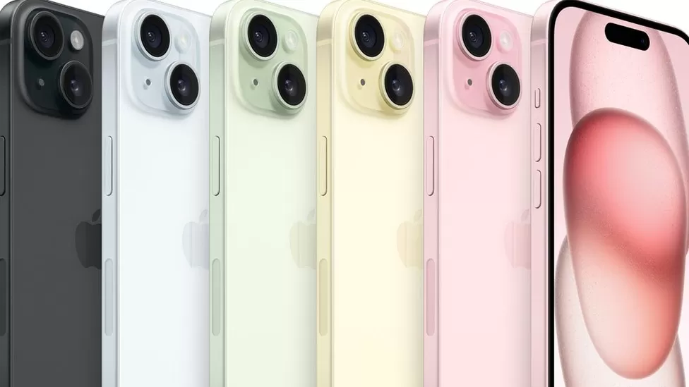 iPhone 15 with 5 different colors