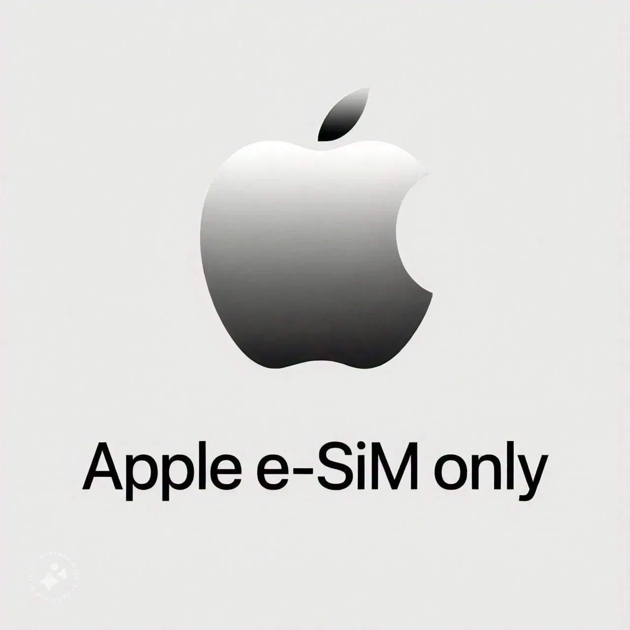 A stylized apple with a bite taken out of the right side, representing the Apple logo, with the text "Apple eSiM only" written below it.